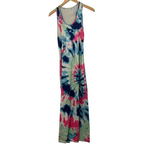 Tie-Dye Maxi Tank Dress L/XL Knit Sleeveless 8861 Vacay Resort Swim Cover - Picture 3 of 7